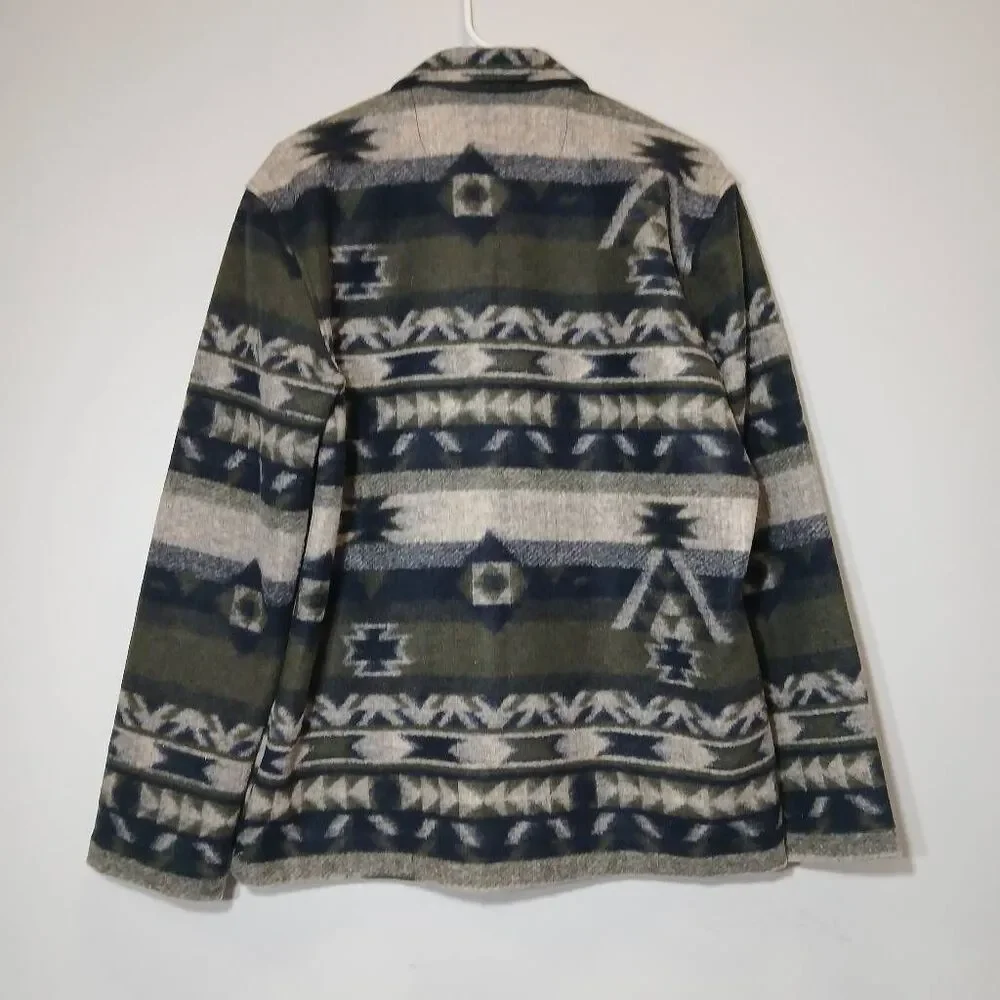 Hartford mens medium green Aztec Southwestern jacket wool blend